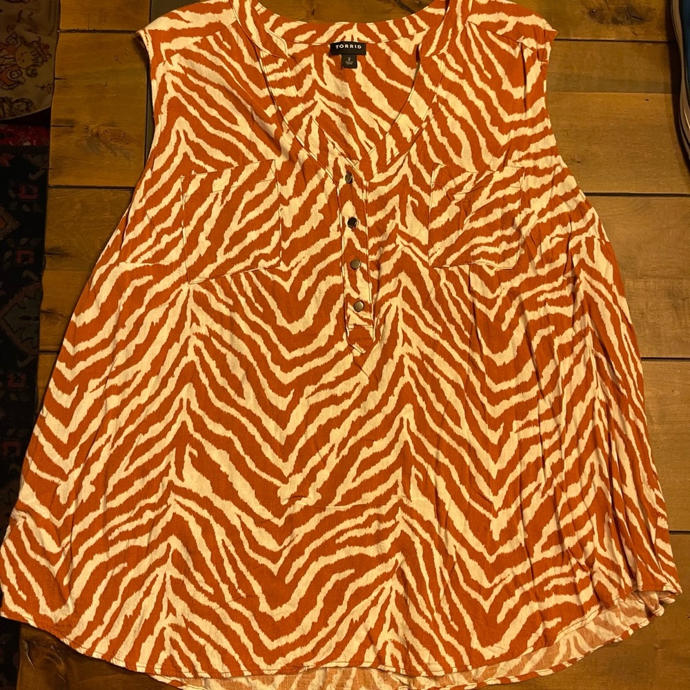 Chestnut/Cream Zebra Stripe Top